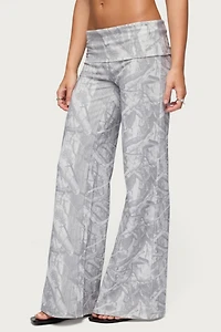 Edikted Cammy Camo Wide Leg Foldover Pants