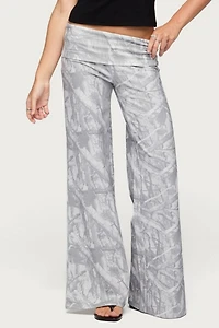 Edikted Cammy Camo Wide Leg Foldover Pants