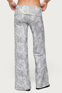 Edikted Cammy Camo Wide Leg Foldover Pants