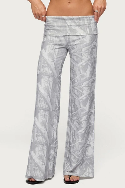 Edikted Cammy Camo Wide Leg Foldover Pants