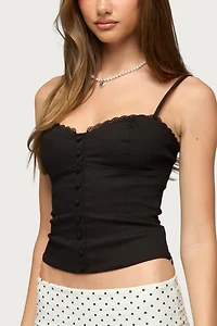 Edikted Helenna Button Front Lace Up Top