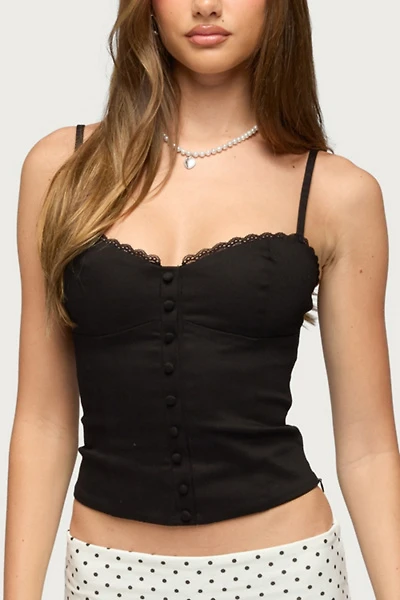 Edikted Helenna Button Front Lace Up Top