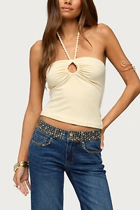 Edikted Rope Strap Keyhole Halter Top