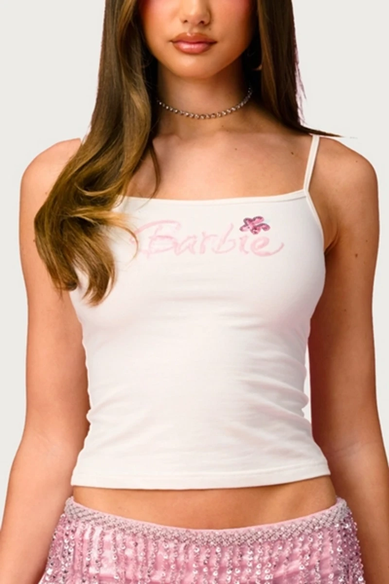 Edikted Sparkle Barbie™ Sequin Tank Top