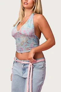 Edikted Barbie™ Fever Paisley Mesh Halter Top