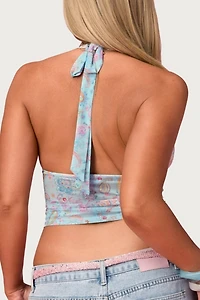 Edikted Barbie™ Fever Paisley Mesh Halter Top