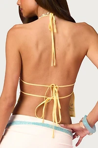 Edikted Barbie™ Embroidered Linen Look Backless Top