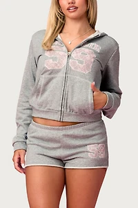 Edikted Team Barbie™ Terry Zip Up Hoodie