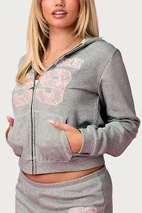 Edikted Team Barbie™ Terry Zip Up Hoodie