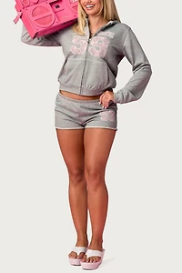 Edikted Team Barbie™ Terry Zip Up Hoodie