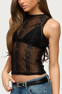 Edikted Ephie Sheer Lace Tank Top