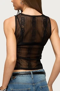 Edikted Ephie Sheer Lace Tank Top