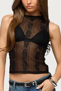 Edikted Ephie Sheer Lace Tank Top