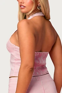 Edikted Barbie™ Striped Halter Top