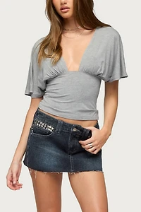 Edikted Betee Flutter Plunge Neck Top