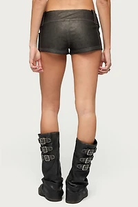 Edikted Dolly Faux Leather Micro Cargo Shorts
