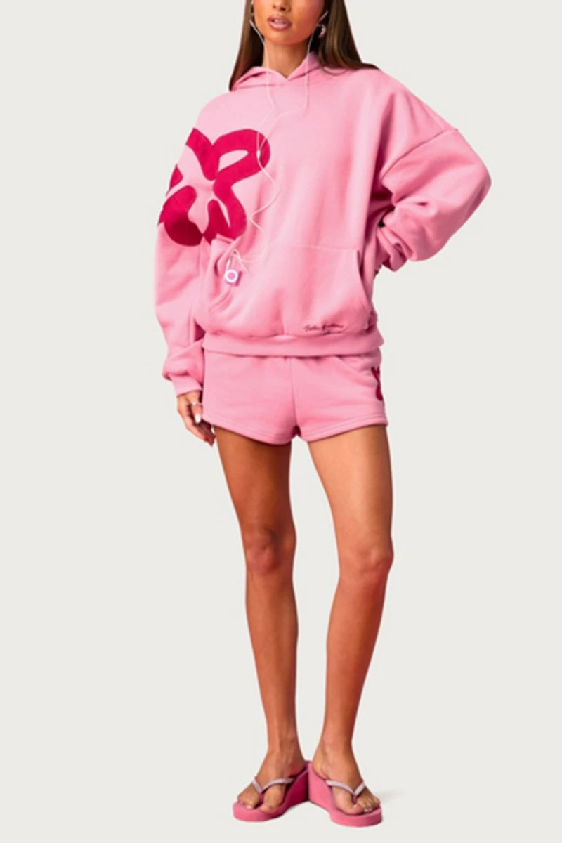 Edikted Barbie™ Blossom Oversized Hoodie