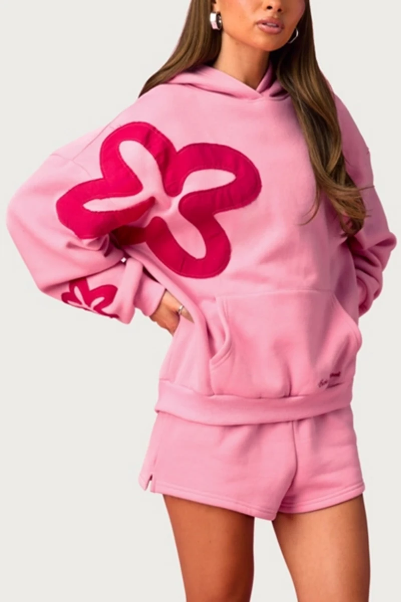 Edikted Barbie™ Blossom Oversized Hoodie