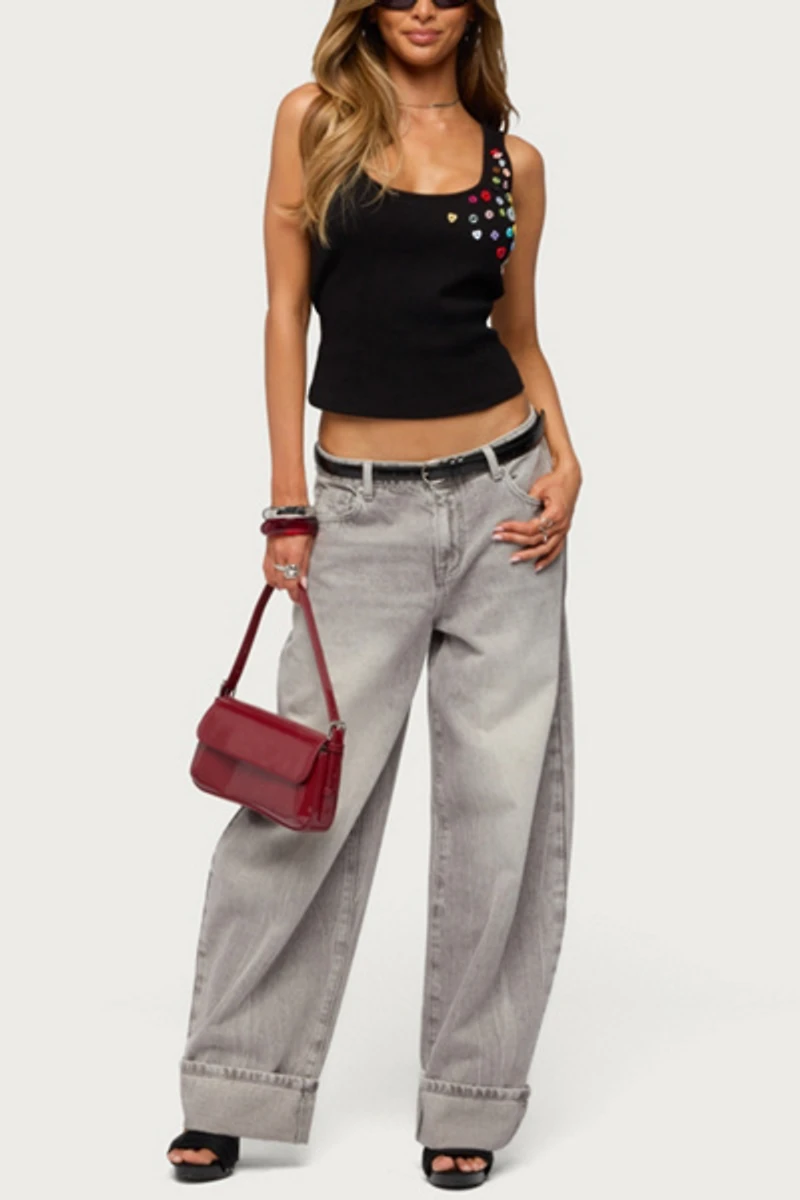 Edikted Natash Mixed Button Tank Top