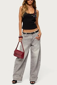 Edikted Natash Mixed Button Tank Top