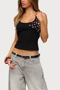 Edikted Natash Mixed Button Tank Top