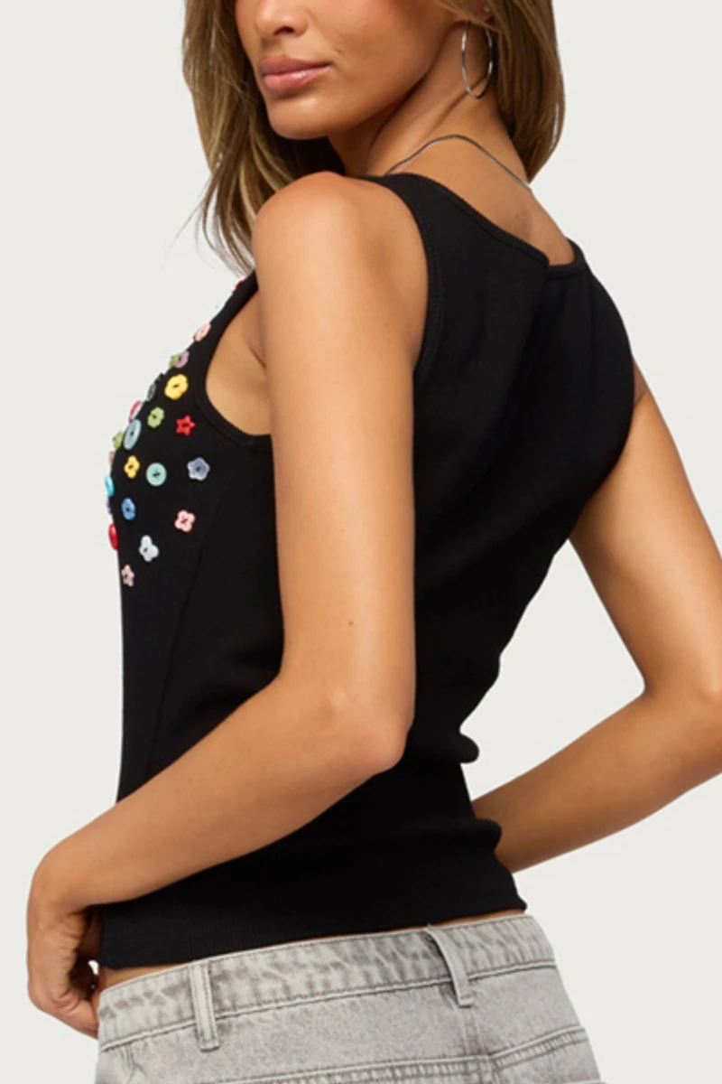 Edikted Natash Mixed Button Tank Top