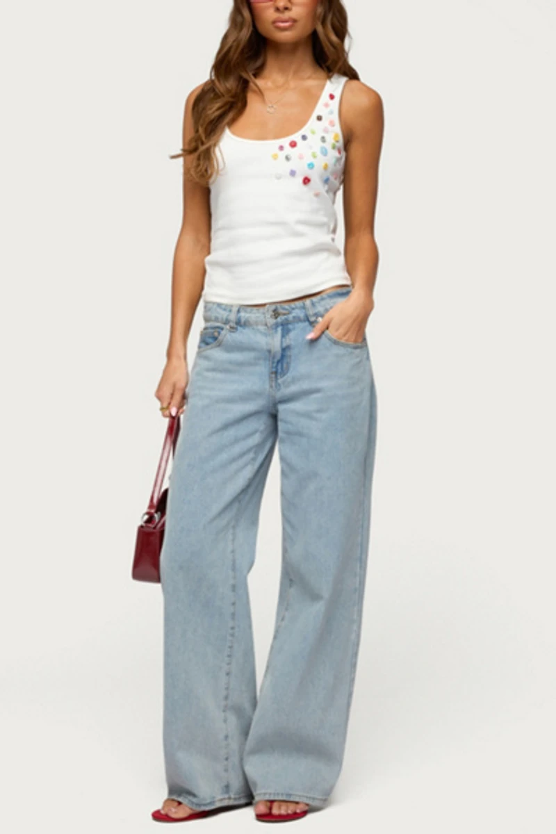 Edikted Natash Mixed Button Tank Top