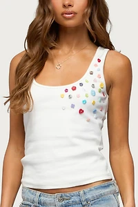 Edikted Natash Mixed Button Tank Top