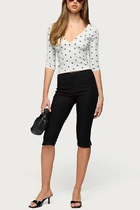 Edikted Katey V Neck Polka Dot Top