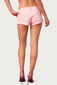 Edikted Barbie™ Low Rise Denim Micro Shorts