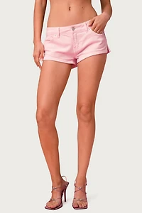 Edikted Barbie™ Low Rise Denim Micro Shorts