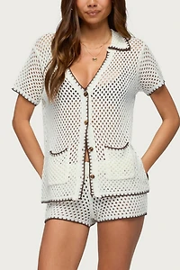 Edikted Rocca Contrast Crochet Micro Shorts