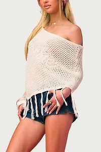 Edikted Barbie™ Fringe Knit Poncho