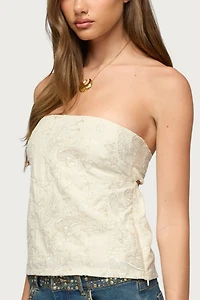 Edikted Cheyne Embroidered Strapless Top