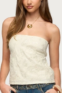 Edikted Cheyne Embroidered Strapless Top