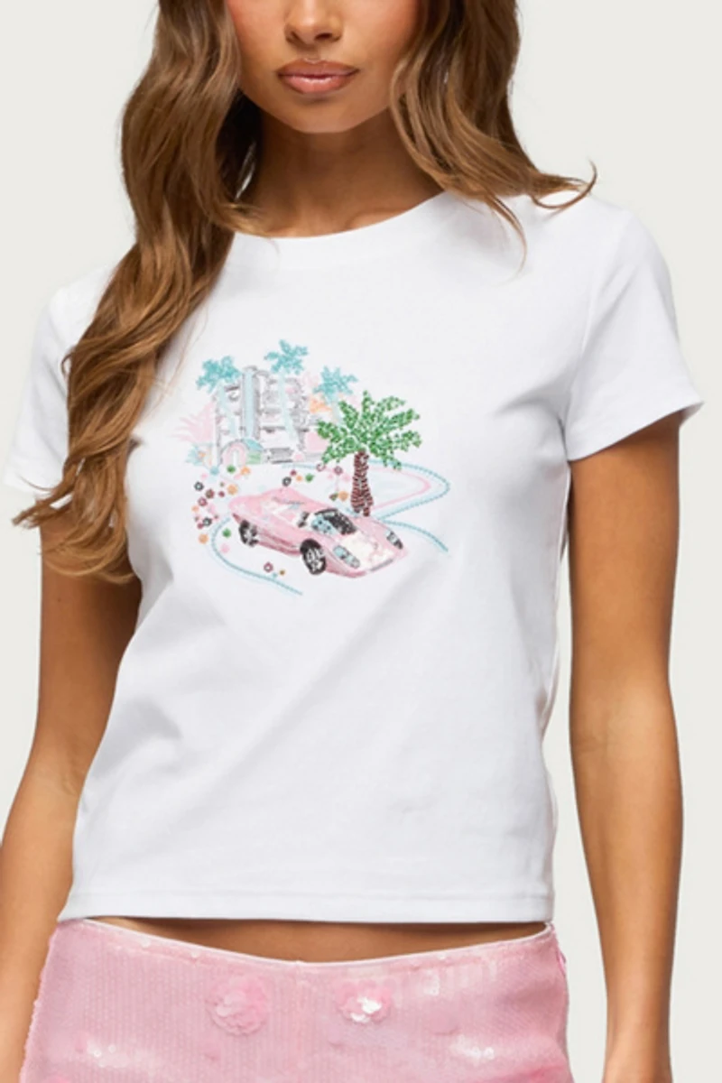 Edikted City Angel Beaded Baby T Shirt