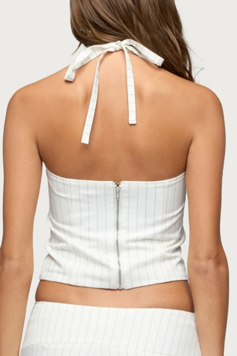 Edikted Parker Pinstripe Halter Top