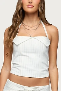 Edikted Parker Pinstripe Halter Top