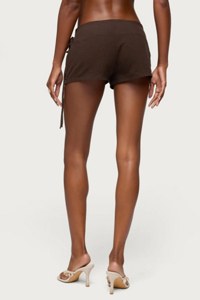 Edikted Vikkie Beaded Belt Linen Look Shorts