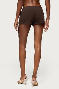 Edikted Vikkie Beaded Belt Linen Look Shorts