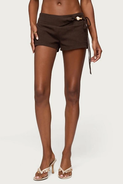Edikted Vikkie Beaded Belt Linen Look Shorts