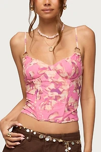 Edikted Daneri Metal Ring Floral Corset