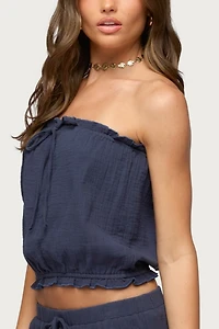 Edikted Viktoria Strapless Gauze Bubble Top