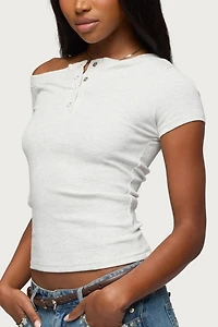 Edikted Jubilee Off Shoulder Henley Top