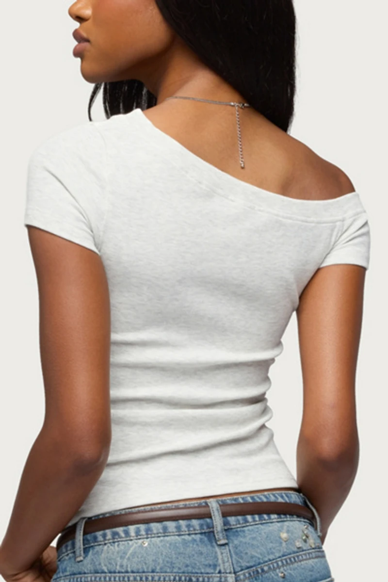 Edikted Jubilee Off Shoulder Henley Top