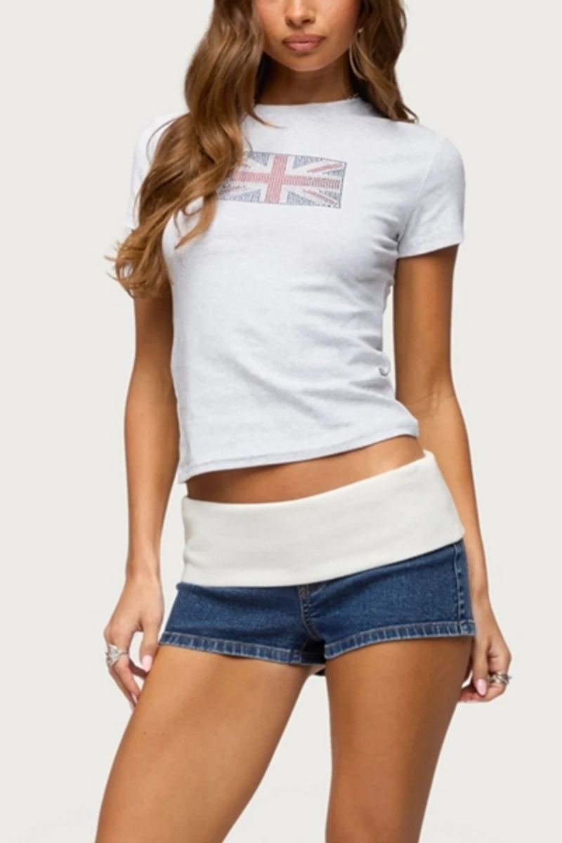 Edikted UK Girl Rhinestone T Shirt
