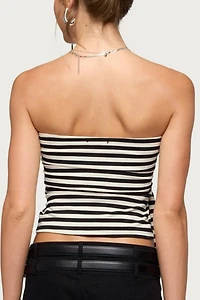 Edikted Finly Striped Tie Front Strapless Top