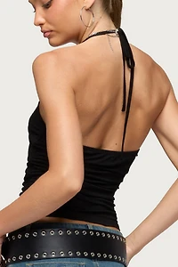 Edikted Butterfly Bead & Sequin Halter Top