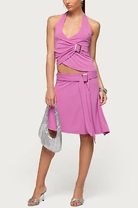 Edikted Fiori Buckle Asymmetric Wrap Top