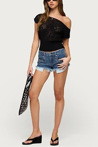 Edikted Cyra Floral Knit Off Shoulder Top